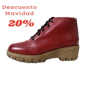 Zapato de piel de mujer de tacón bajo . Botín con cremallera muy cómodo. Modelo Urban Rojo. 0