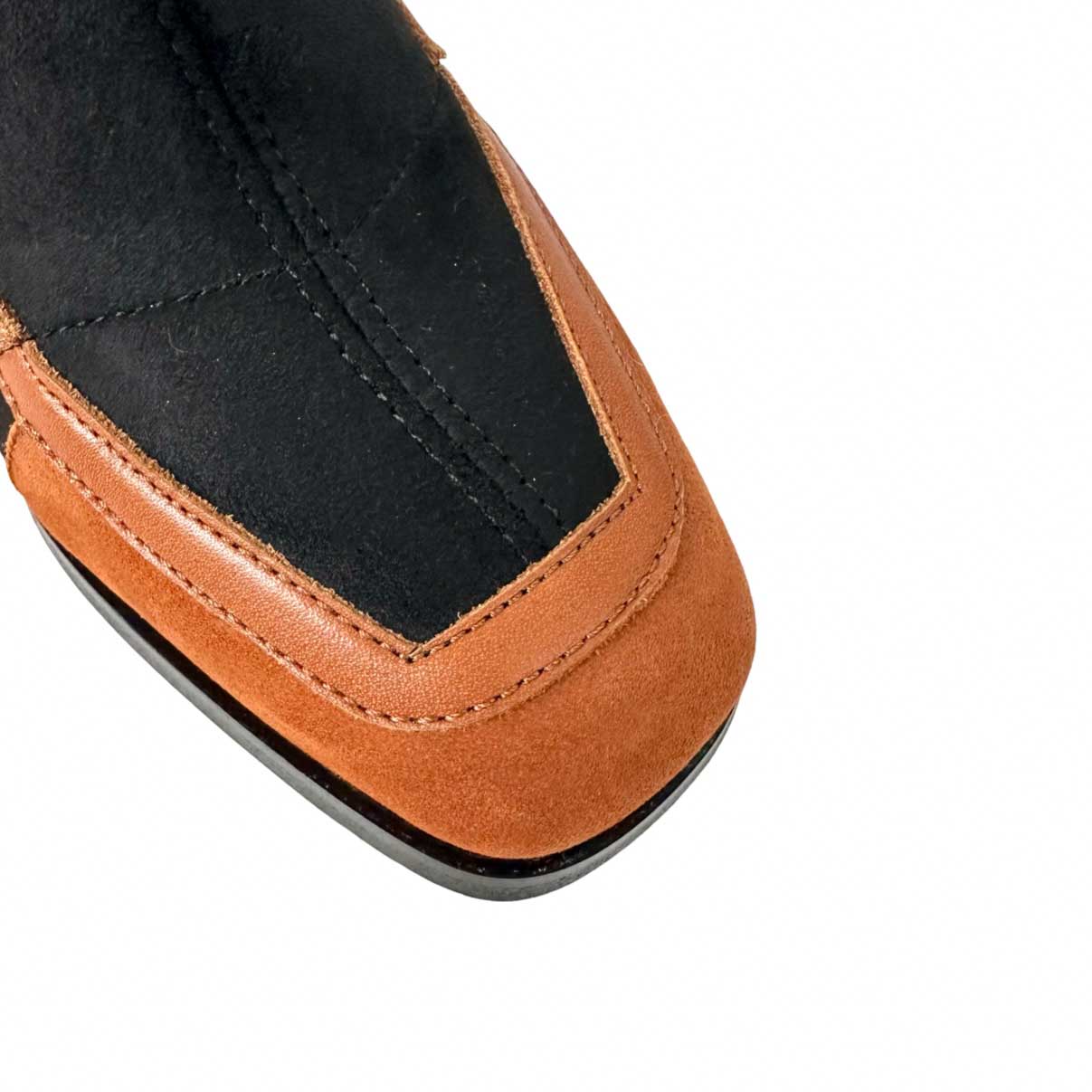 Bota de piel piel de tacón bajo Verde. Greenwich verde con ante elástico. 04