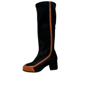 Bota de piel piel de tacón bajo Verde. Greenwich verde con ante elástico. 01