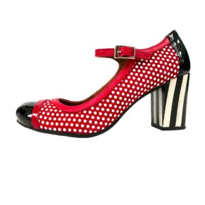 Zapato de mujer de piel con tacón intermedio y cómodp. Awesome Red. LOBE Spain 01